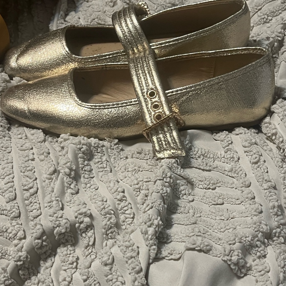 Gold Metallic Mary Jane Flats